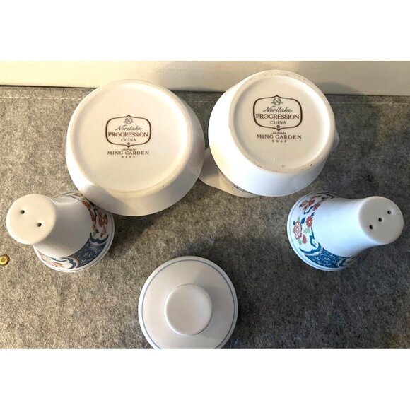 Noritake Ming Garden Condiment Set, Sugar, Creamer, S/P Shakers  #2606 - Picture 3 of 6